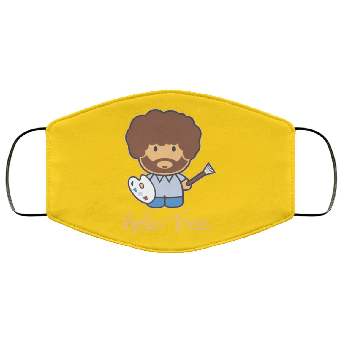 Hello Tree Bob Ross Face Mask