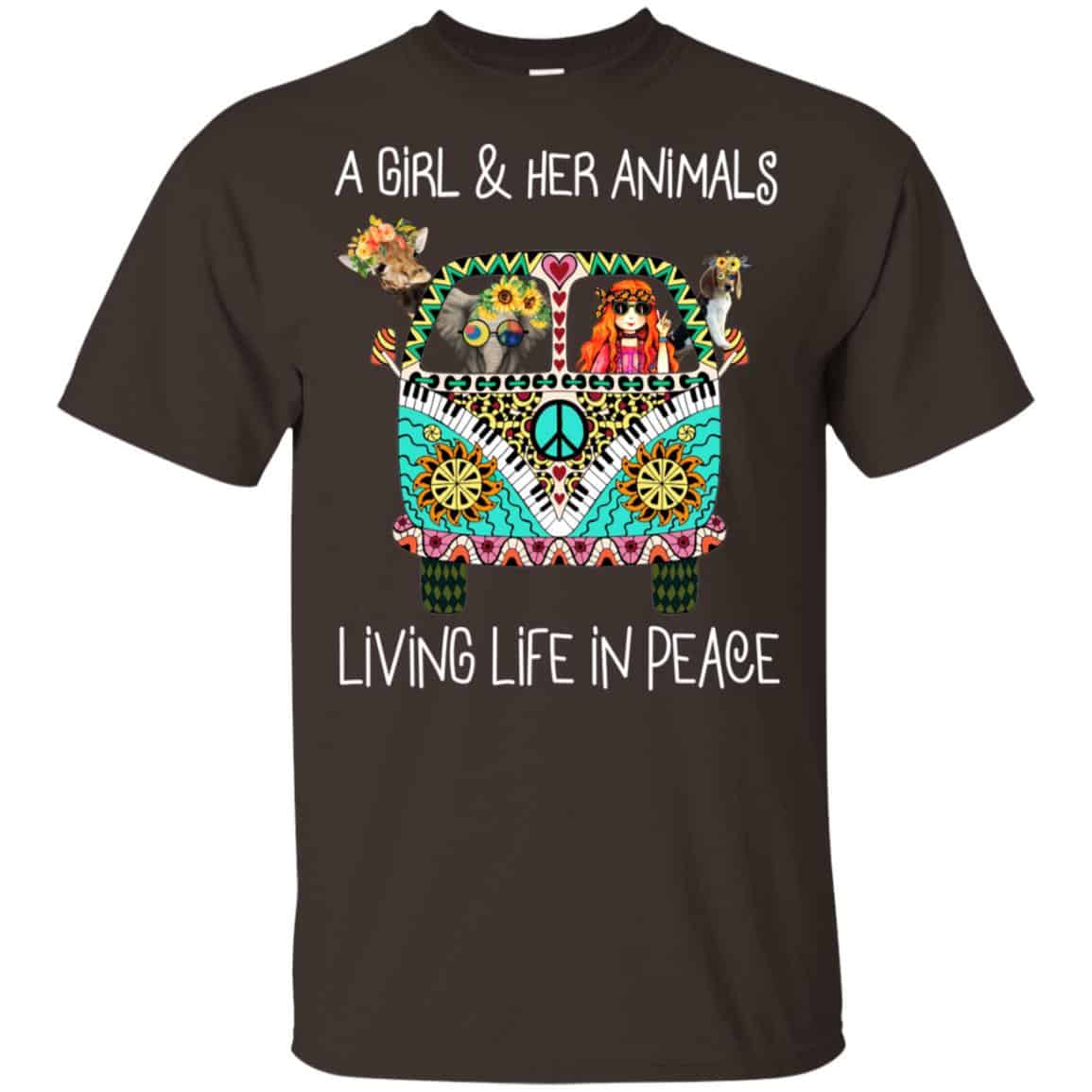 A Girl And Her Animals Living Life In Peace T-Shirts, Hoodie, Tank