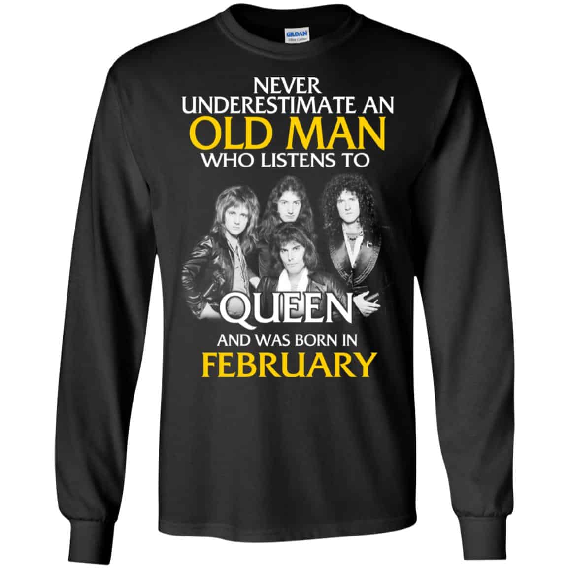An Old Man Who Listens To Queen And Was Born In February T-Shirts, Hoodie, Tank