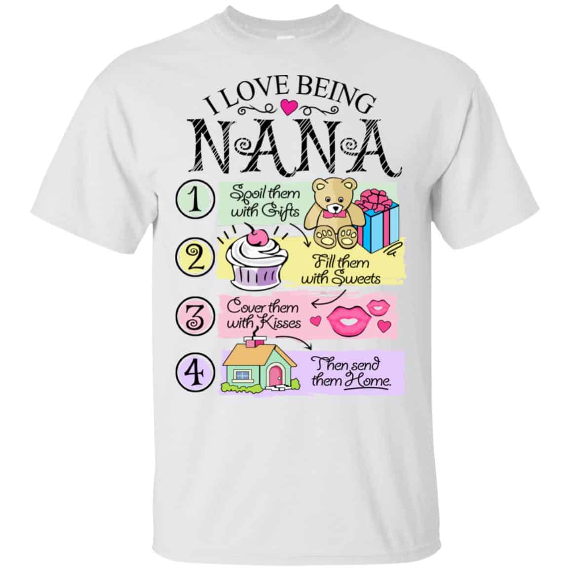 I Love Being Nana Spoil Them With Gifts Fill Them With Sweets T-Shirts, Hoodie, Tank