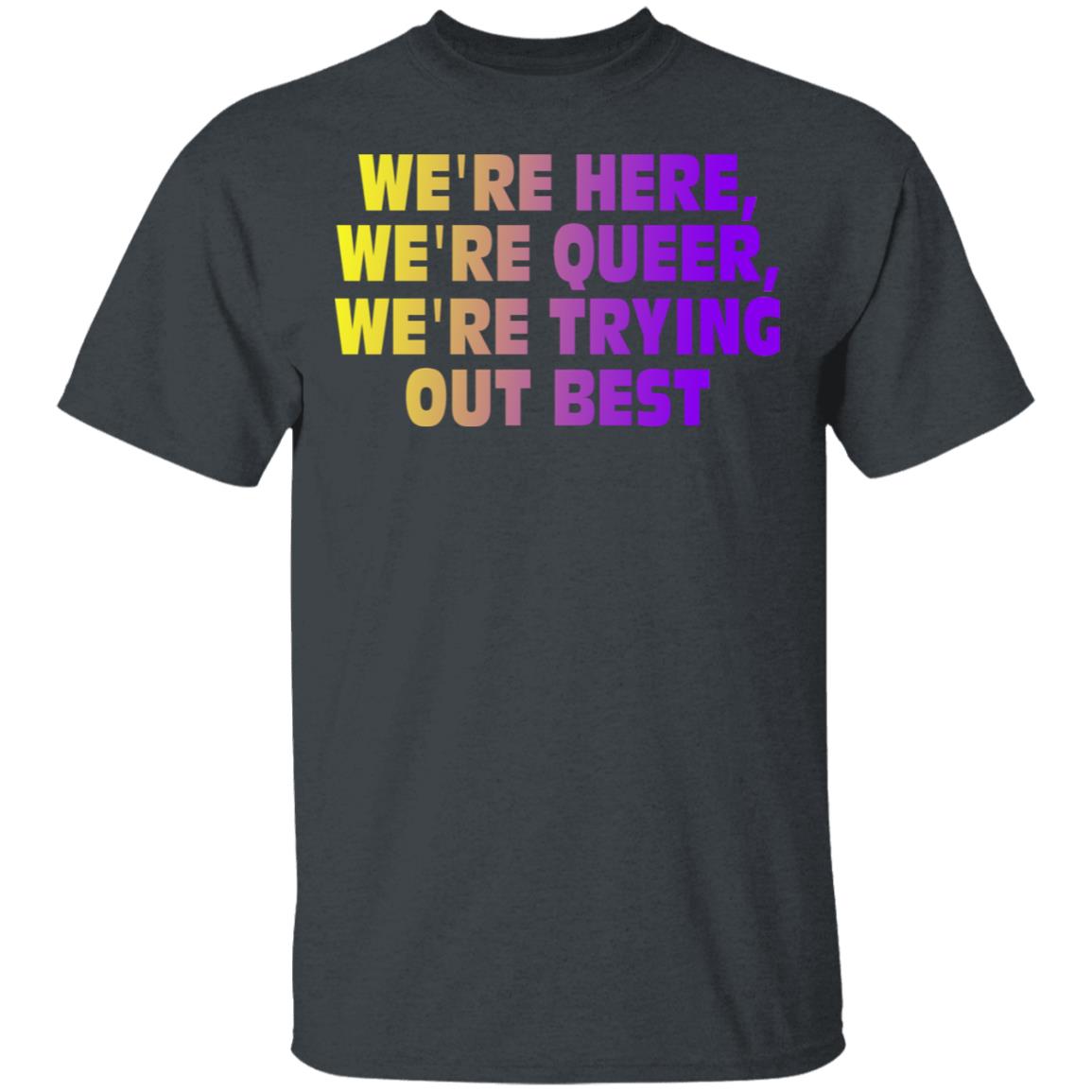 We’re Here We’re Queer We’re Trying Out Best Shirt, Hoodie, Tank