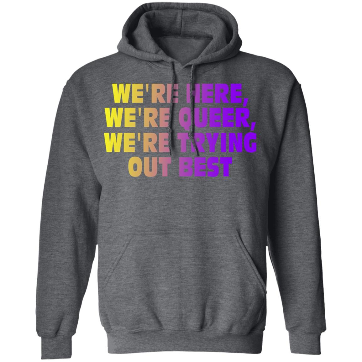 We’re Here We’re Queer We’re Trying Out Best Shirt, Hoodie, Tank