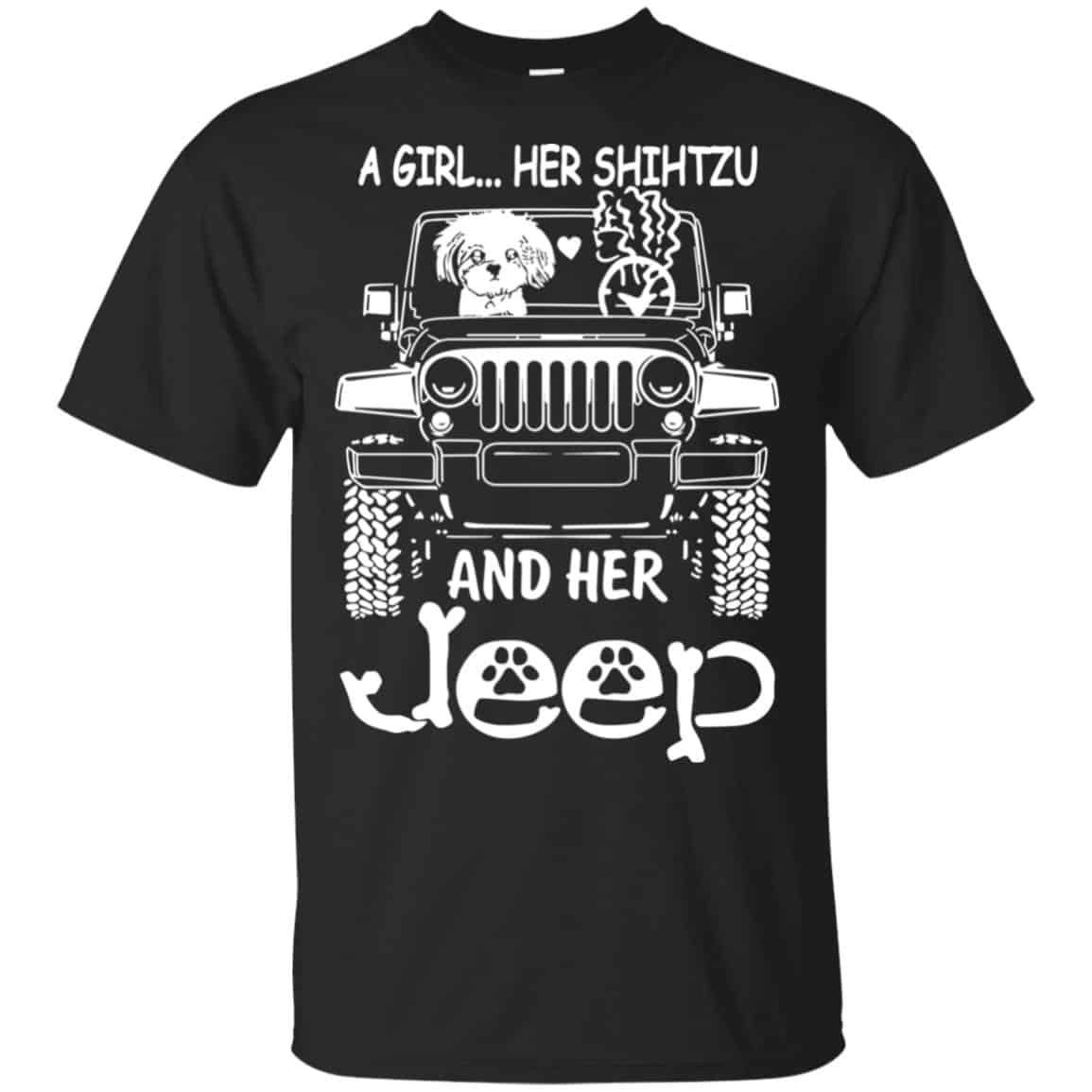 A Girl Her Shih Tzu And Her Jeep T-Shirts, Hoodie, Tank
