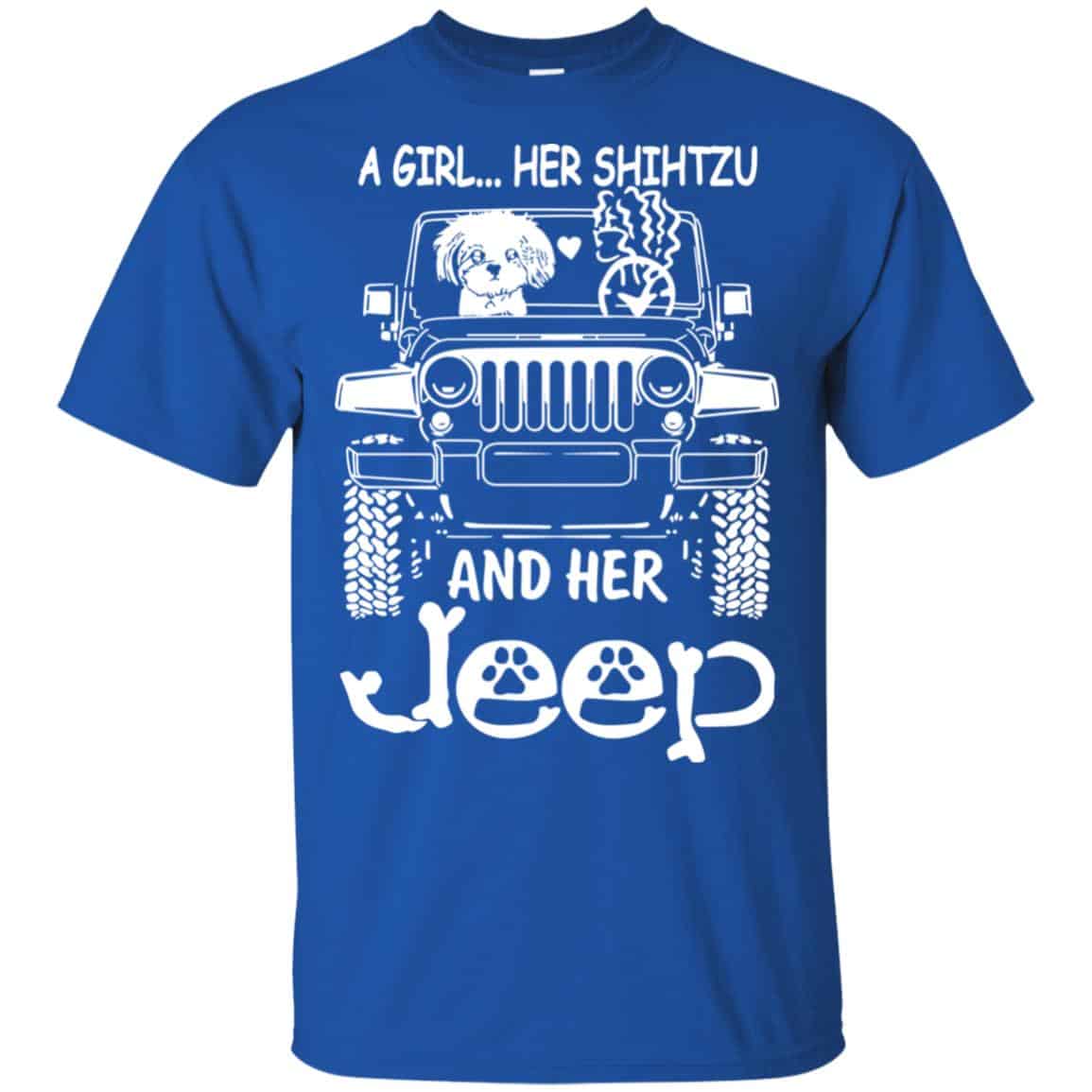 A Girl Her Shih Tzu And Her Jeep T-Shirts, Hoodie, Tank