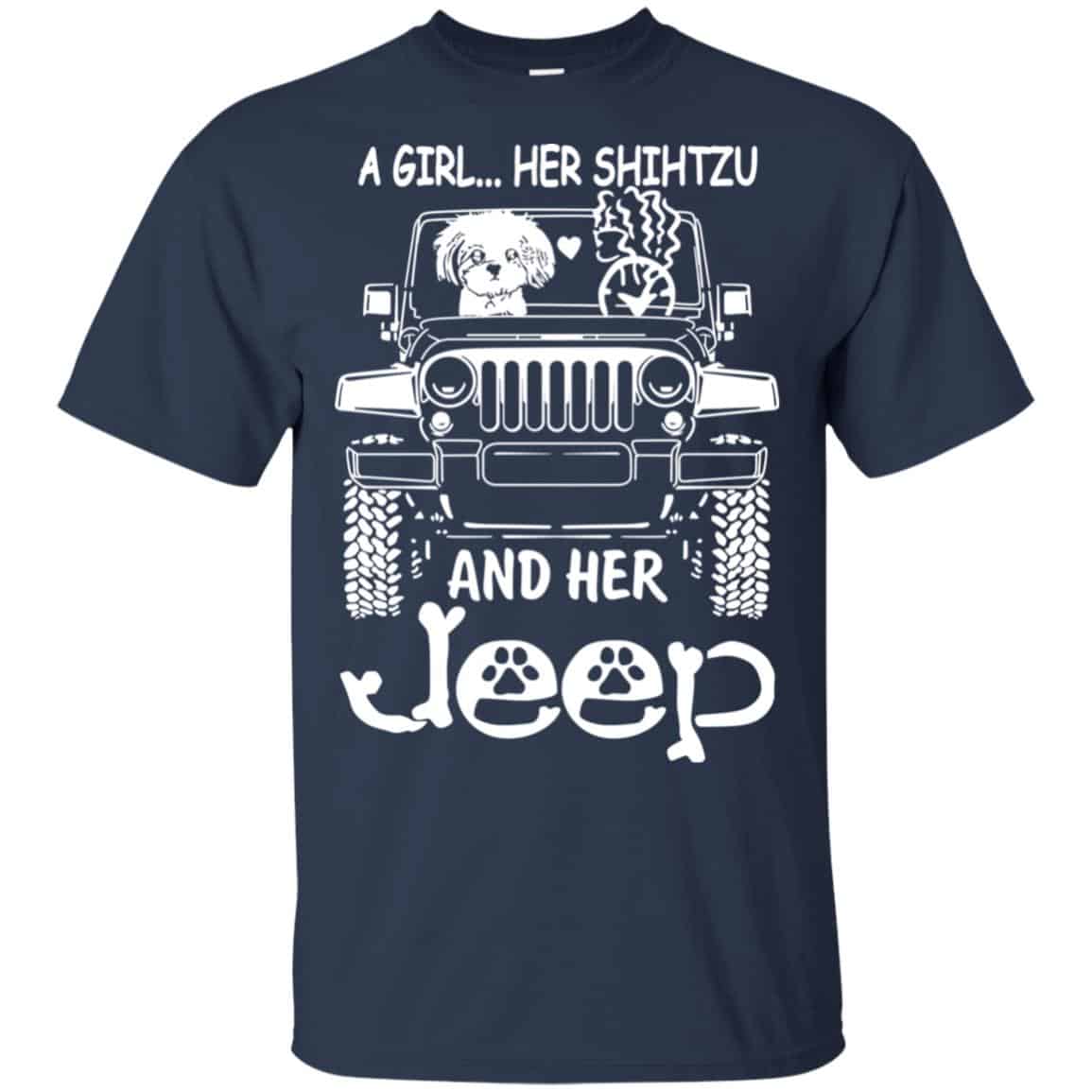 A Girl Her Shih Tzu And Her Jeep T-Shirts, Hoodie, Tank