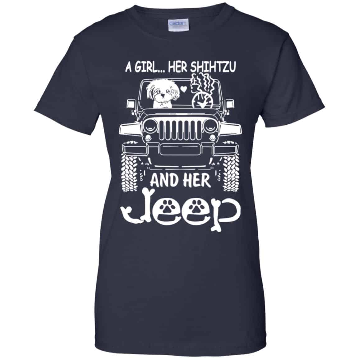 A Girl Her Shih Tzu And Her Jeep T-Shirts, Hoodie, Tank