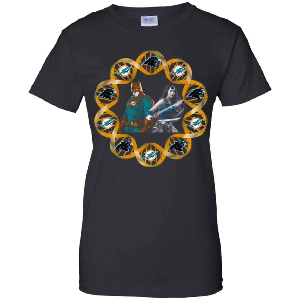 Miami Dolphins And Carolina Panthers In My DNA Batman Superwoman T-Shirts, Hoodie, Tank