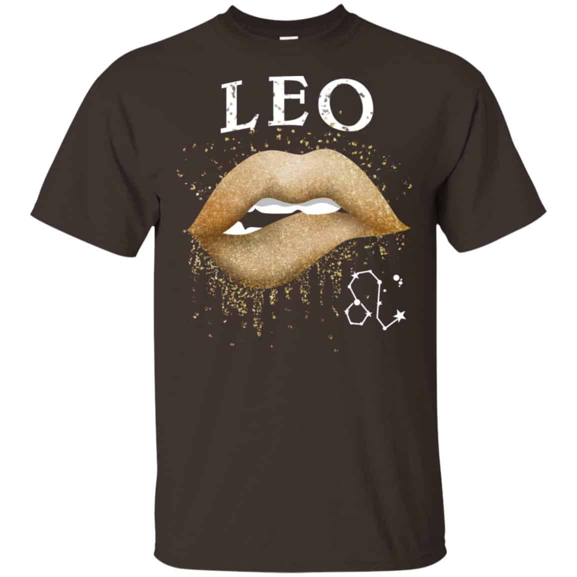 Leo Zodiac July August Birthday Gift Golden Lipstick T-Shirts, Hoodie, Tank
