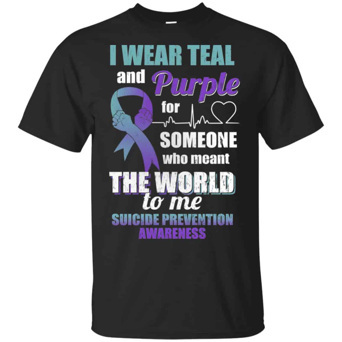 I Wear Teal And Purple For Someone Who Meant The World To Me Suicide Prevention Awareness T-Shirts, Hoodie, Tank