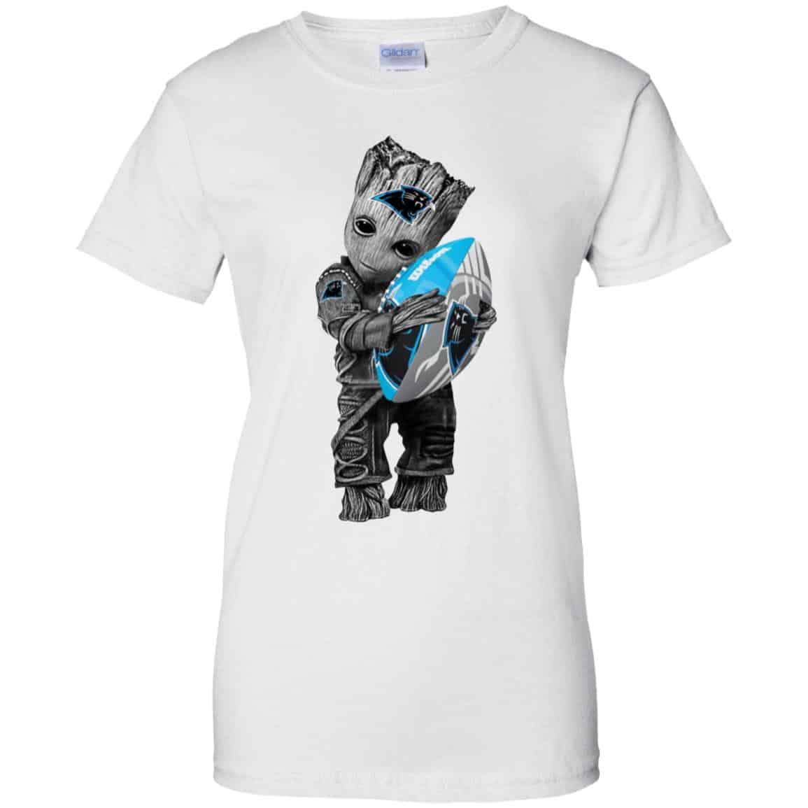 Baby Groot Hugging Carolina Panthers T-Shirts, Hoodie, Tank