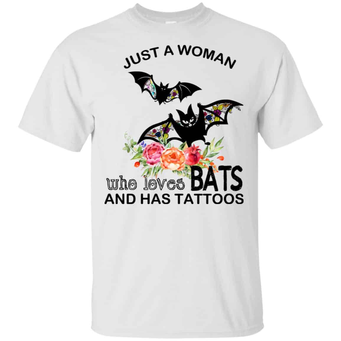 Just A Woman Who Loves Bats And Has Tattoos T-Shirts, Hoodie, Tank