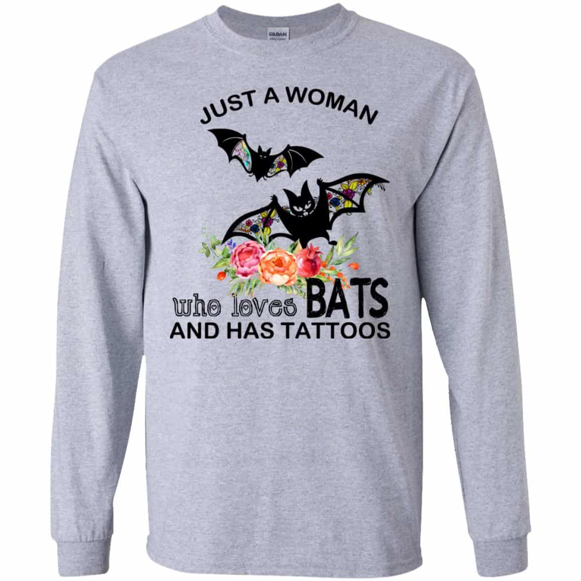 Just A Woman Who Loves Bats And Has Tattoos T-Shirts, Hoodie, Tank