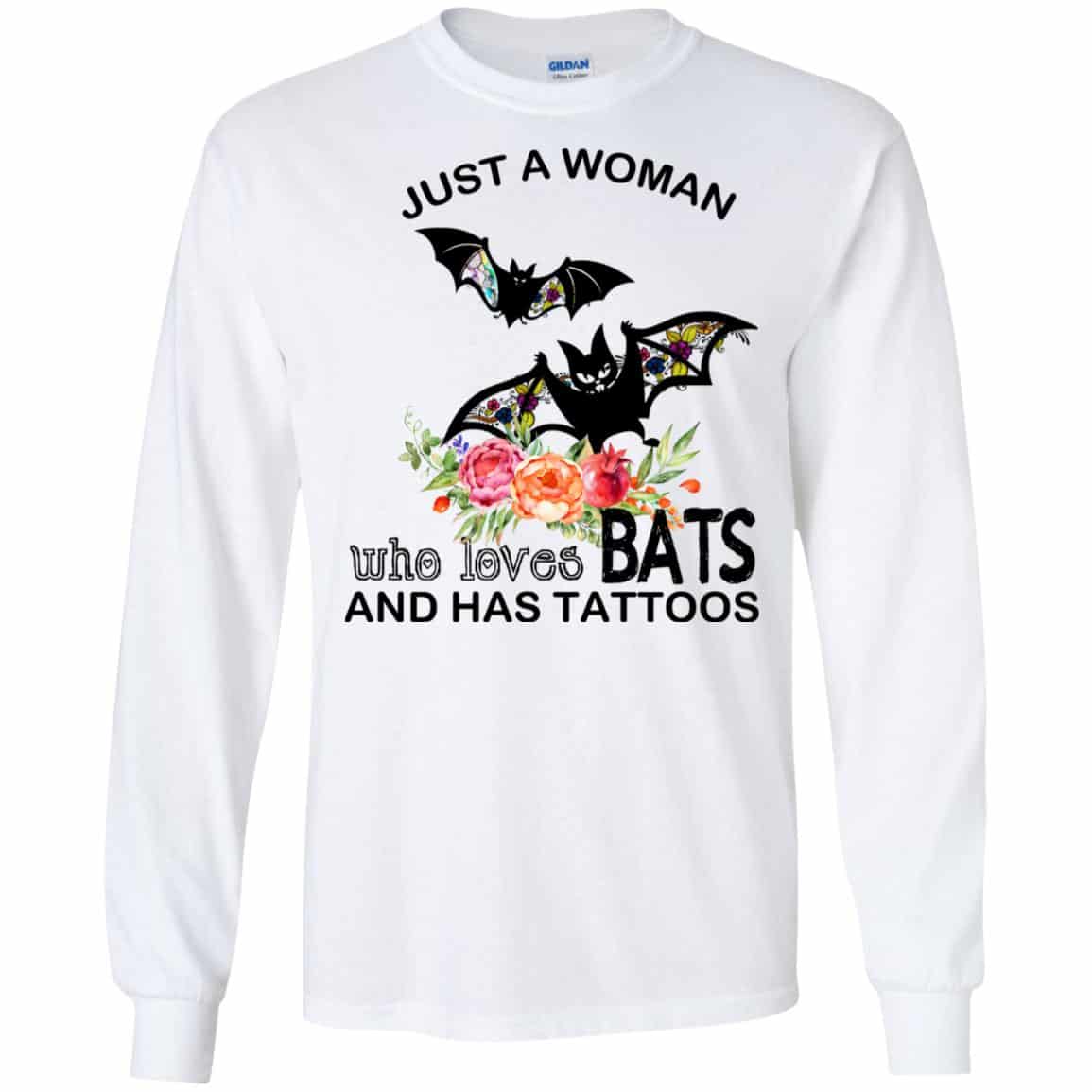Just A Woman Who Loves Bats And Has Tattoos T-Shirts, Hoodie, Tank