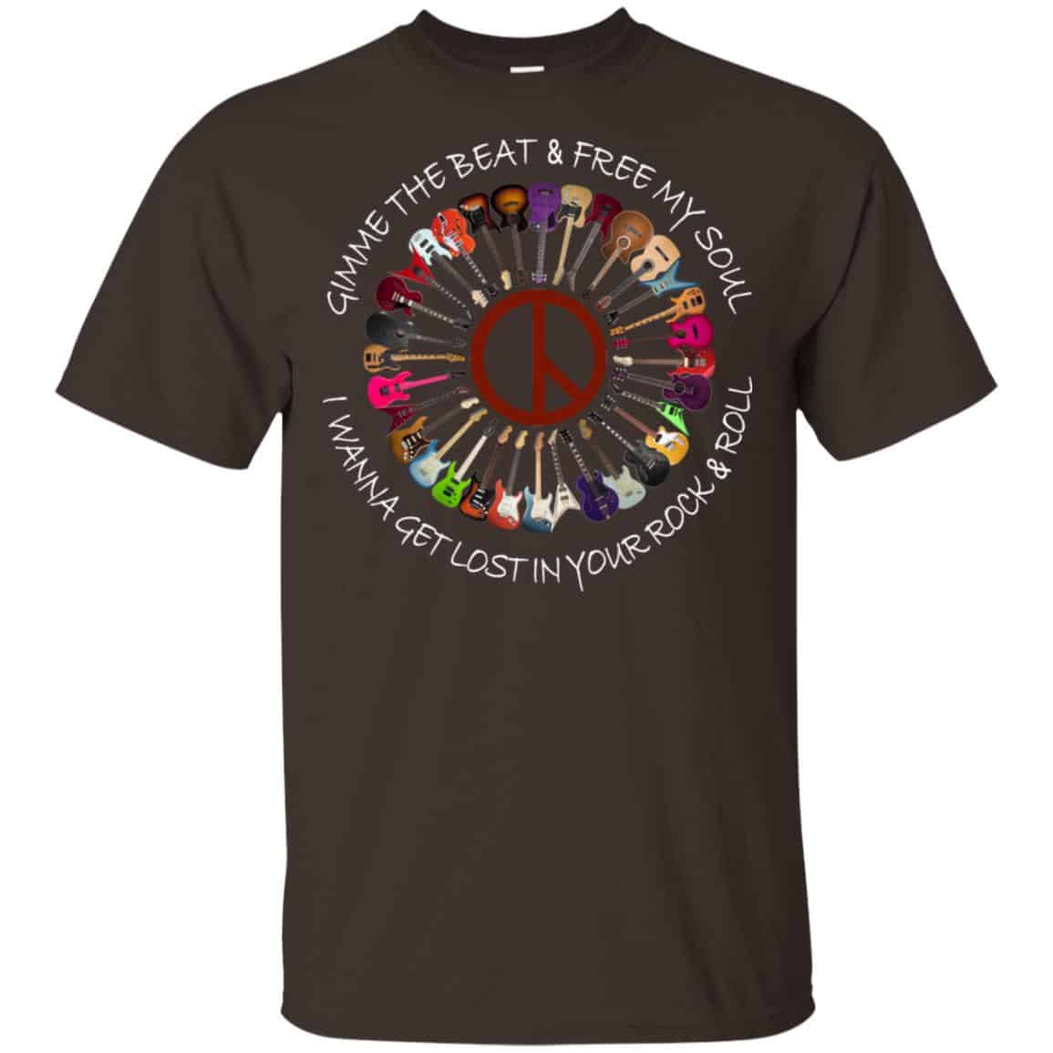 Hippie Guitar Rock Gimme The Beat And Free My Soul I Wanna Get Lost In Your Rock And Roll T-Shirts, Hoodie, Tank