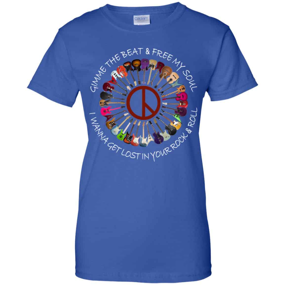 Hippie Guitar Rock Gimme The Beat And Free My Soul I Wanna Get Lost In Your Rock And Roll T-Shirts, Hoodie, Tank