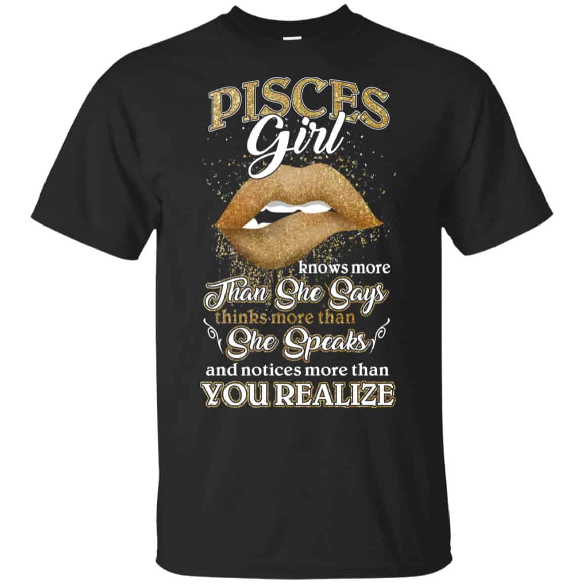 Pisces Girl Knows More Than She Says Zodiac Birthday T-Shirts, Hoodie, Tank