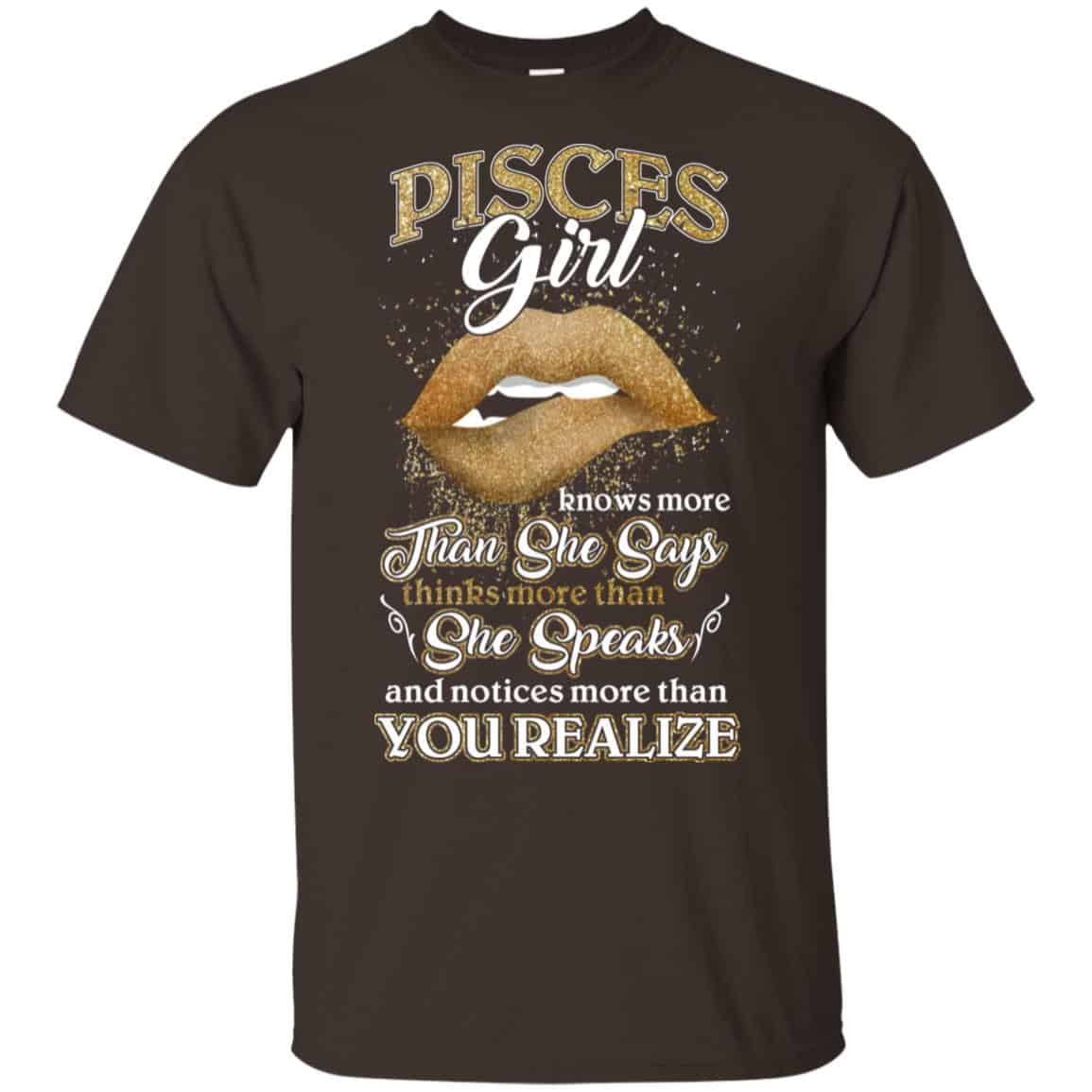 Pisces Girl Knows More Than She Says Zodiac Birthday T-Shirts, Hoodie, Tank