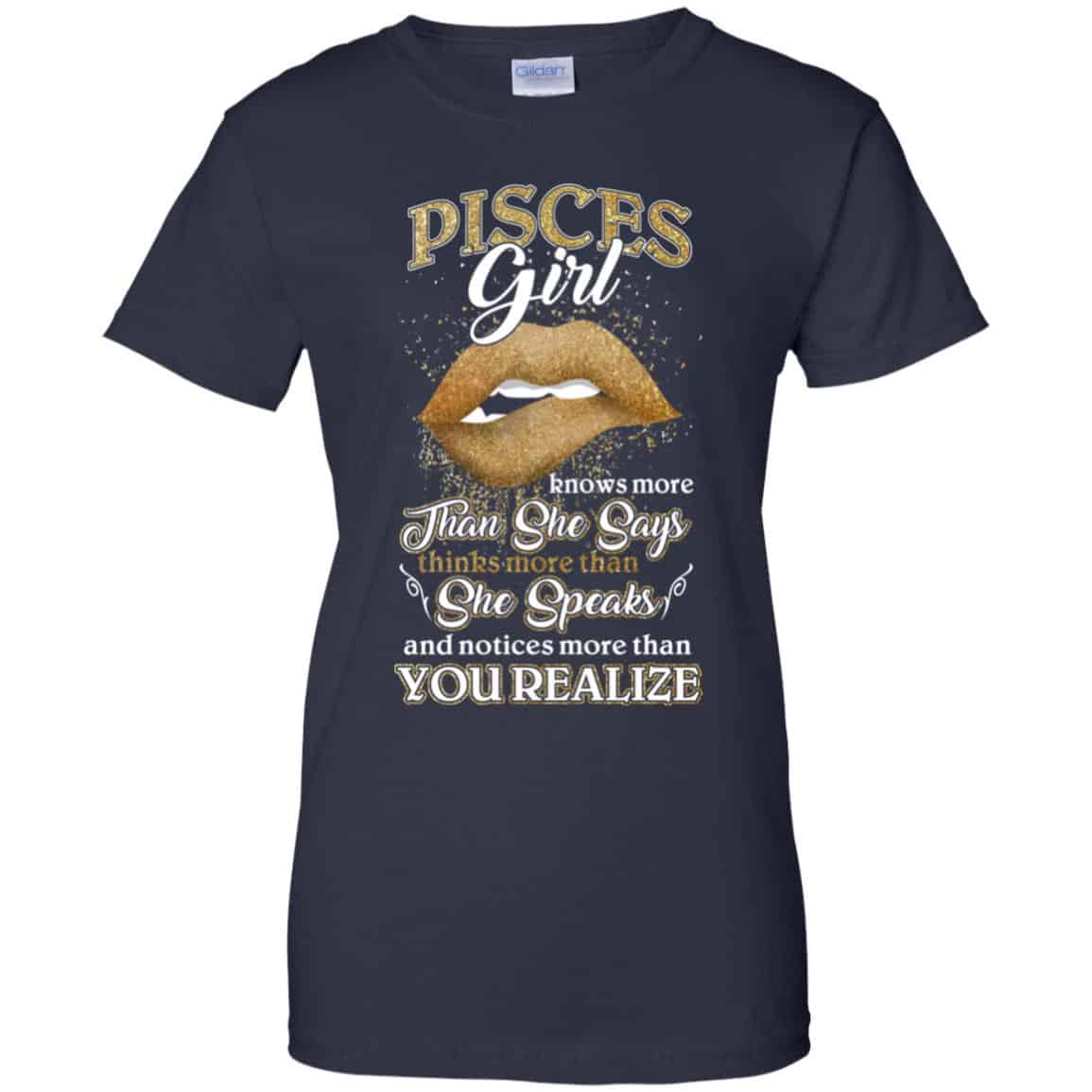 Pisces Girl Knows More Than She Says Zodiac Birthday T-Shirts, Hoodie, Tank