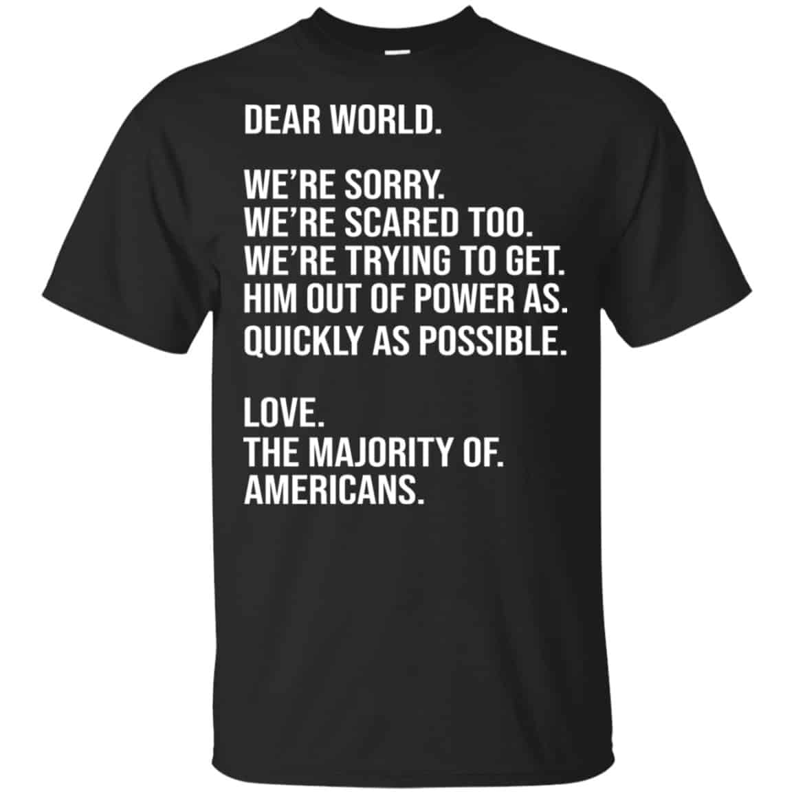 Dear World We’re Sorry We’re Scare Too Love The Majority Of Americans Shirt, Hoodie, Tank