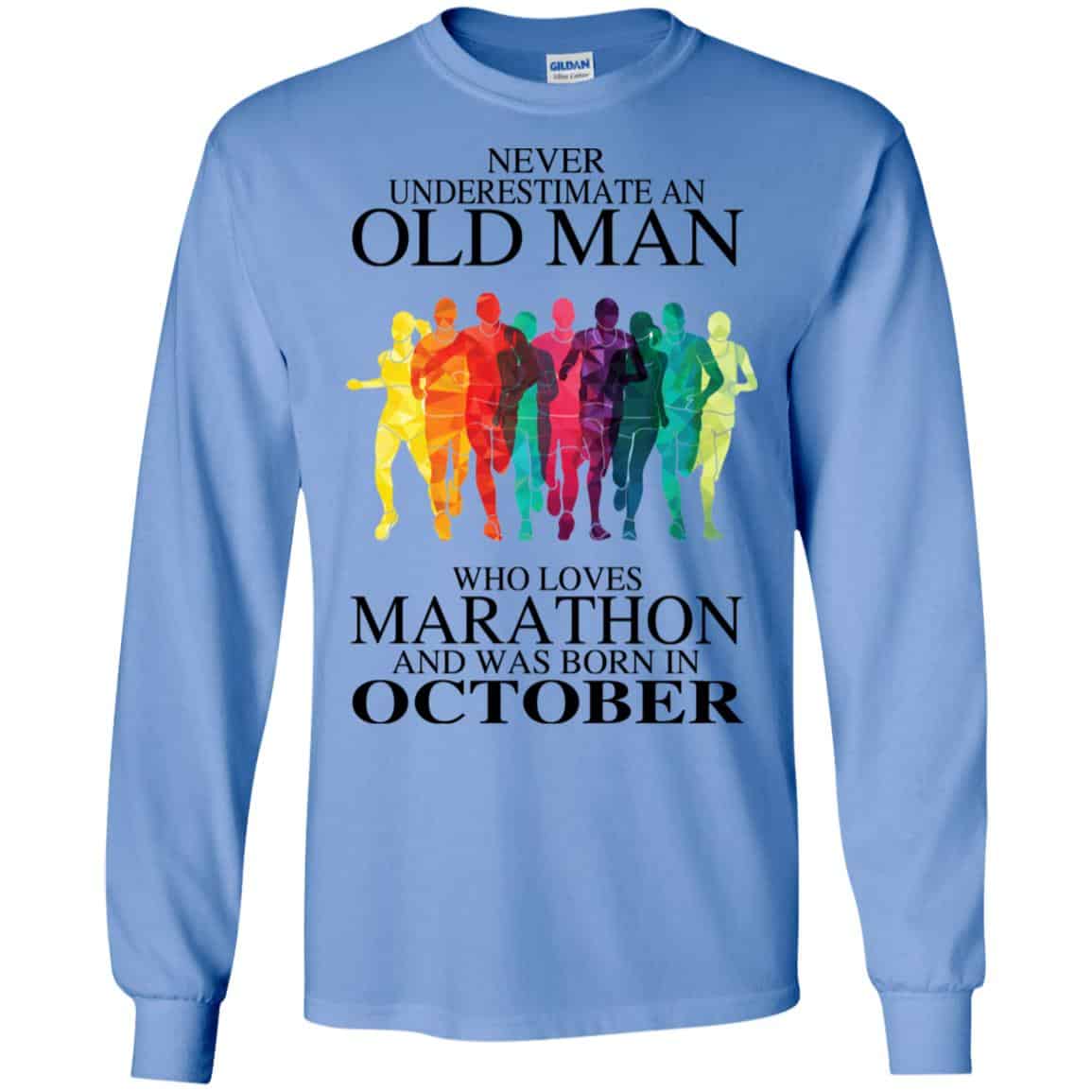 An Old Man Who Loves Marathon And Was Born In October T-Shirts, Hoodie, Tank