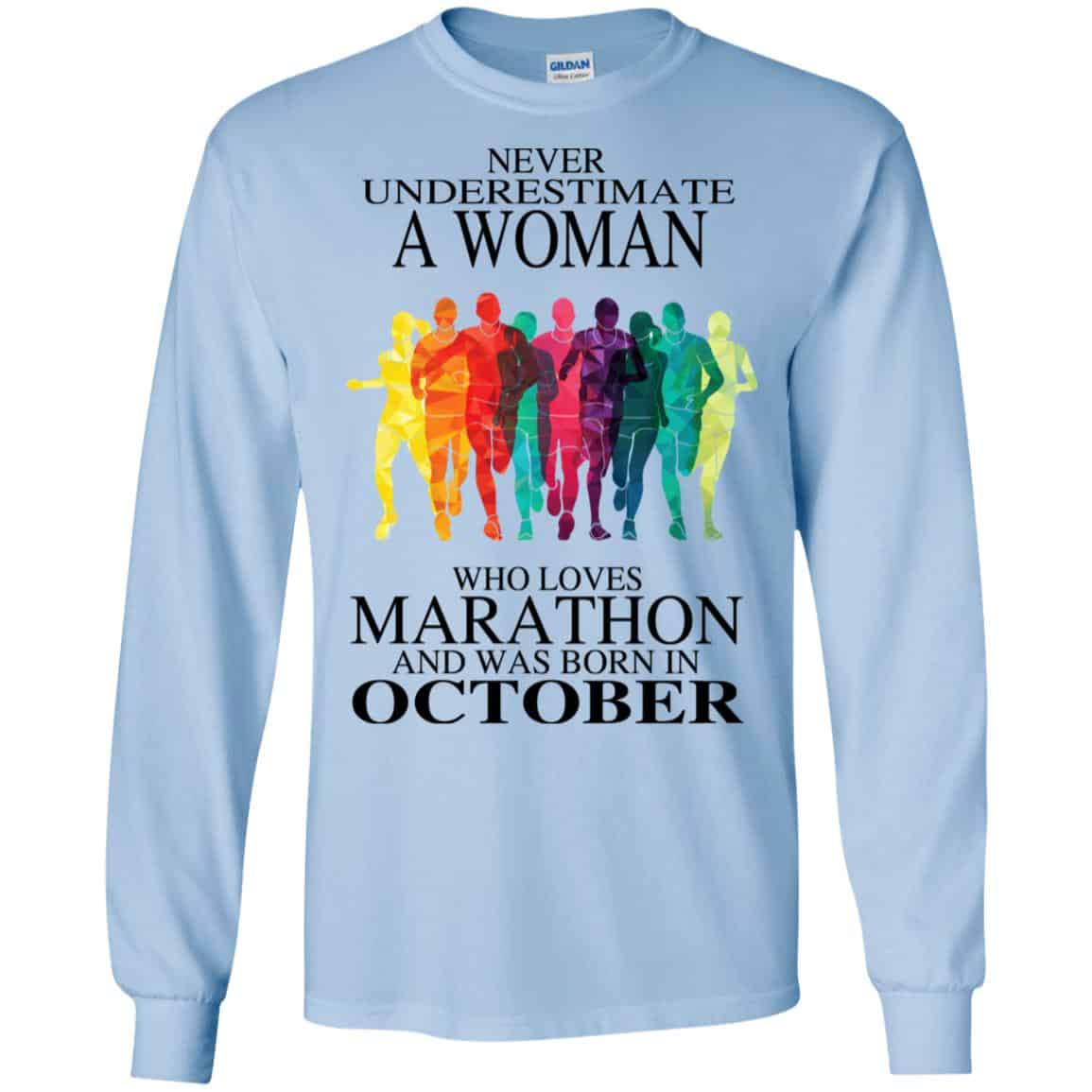 A Woman Who Loves Marathon And Was Born In October T-Shirts, Hoodie, Tank