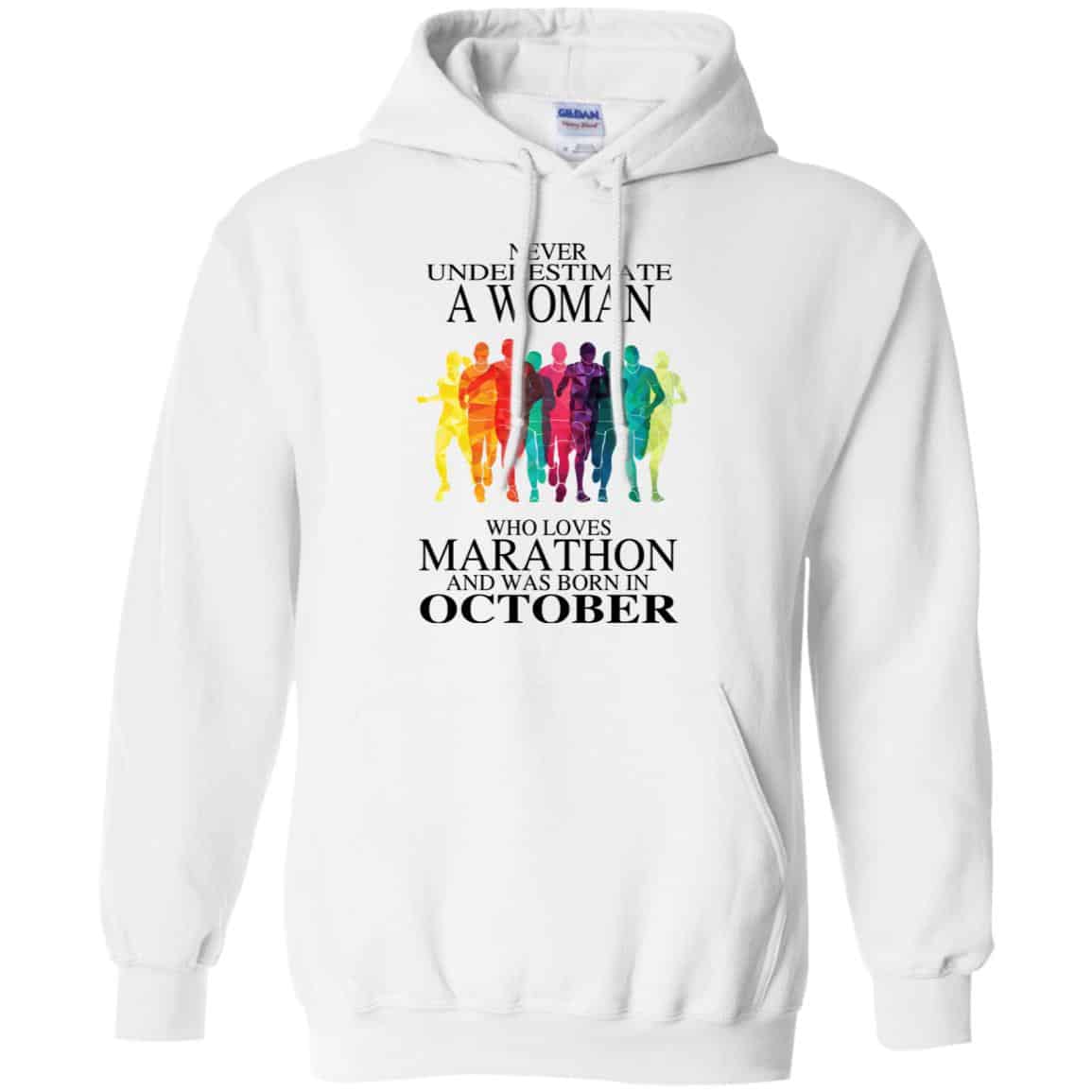 A Woman Who Loves Marathon And Was Born In October T-Shirts, Hoodie, Tank