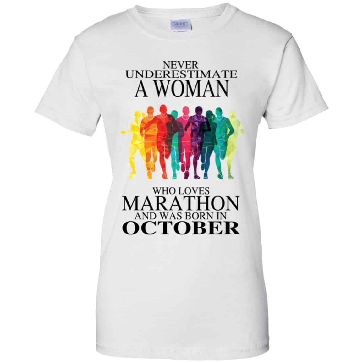 A Woman Who Loves Marathon And Was Born In October T-Shirts, Hoodie, Tank