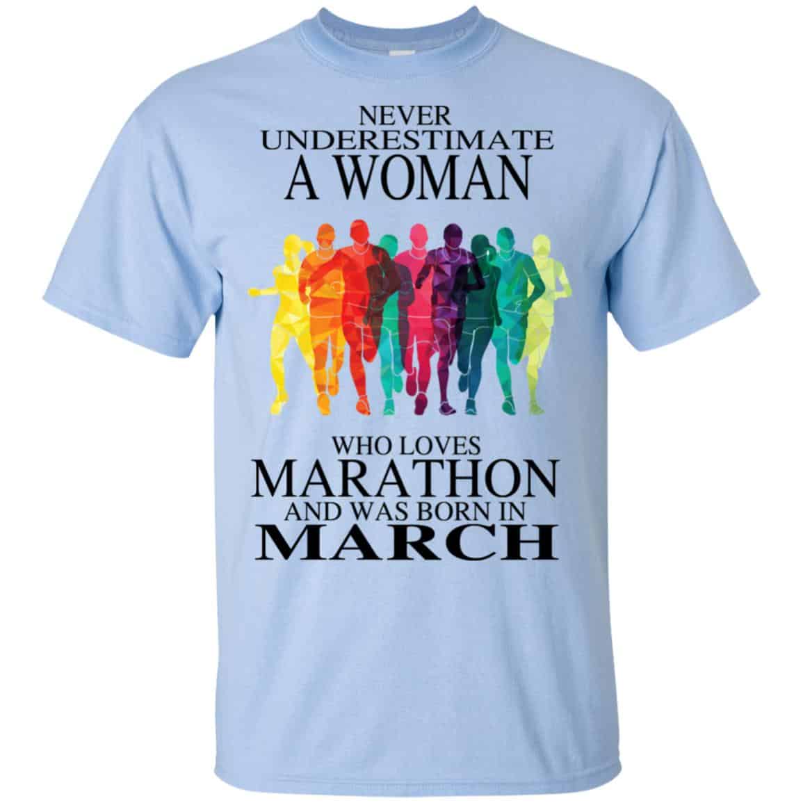 A Woman Who Loves Marathon And Was Born In March T-Shirts, Hoodie, Tank