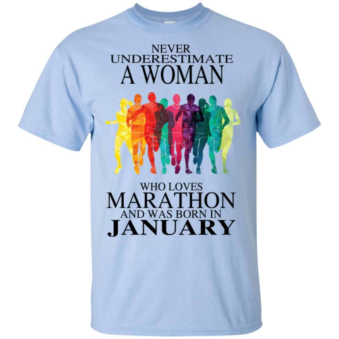A Woman Who Loves Marathon And Was Born In January T-Shirts, Hoodie, Tank
