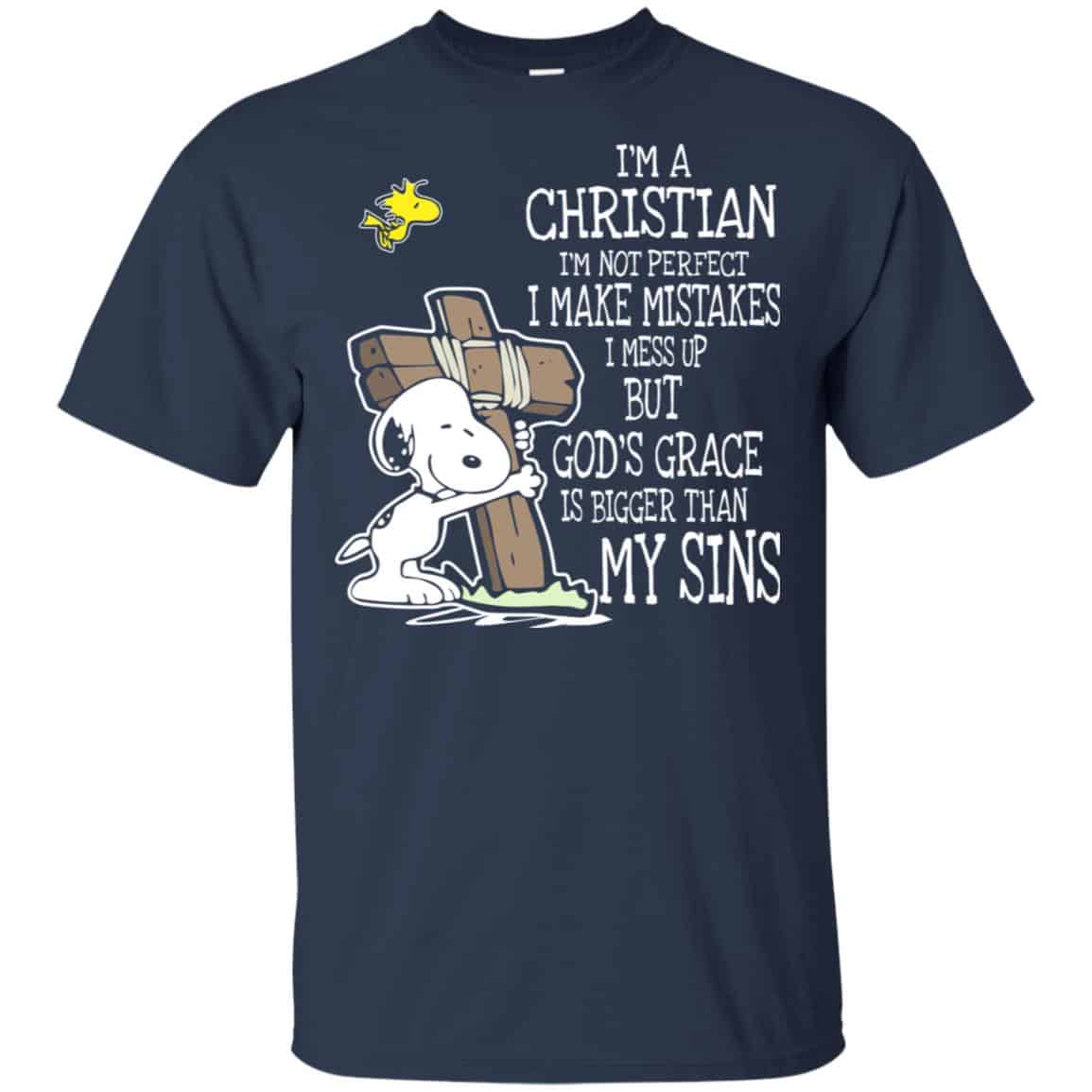 Snoopy: I’m Christian I’m Not Perfect I Make Mistakes I Mess Up But God’s Grace Is Bigger Than My Sins Shirt, Hoodie, Tank