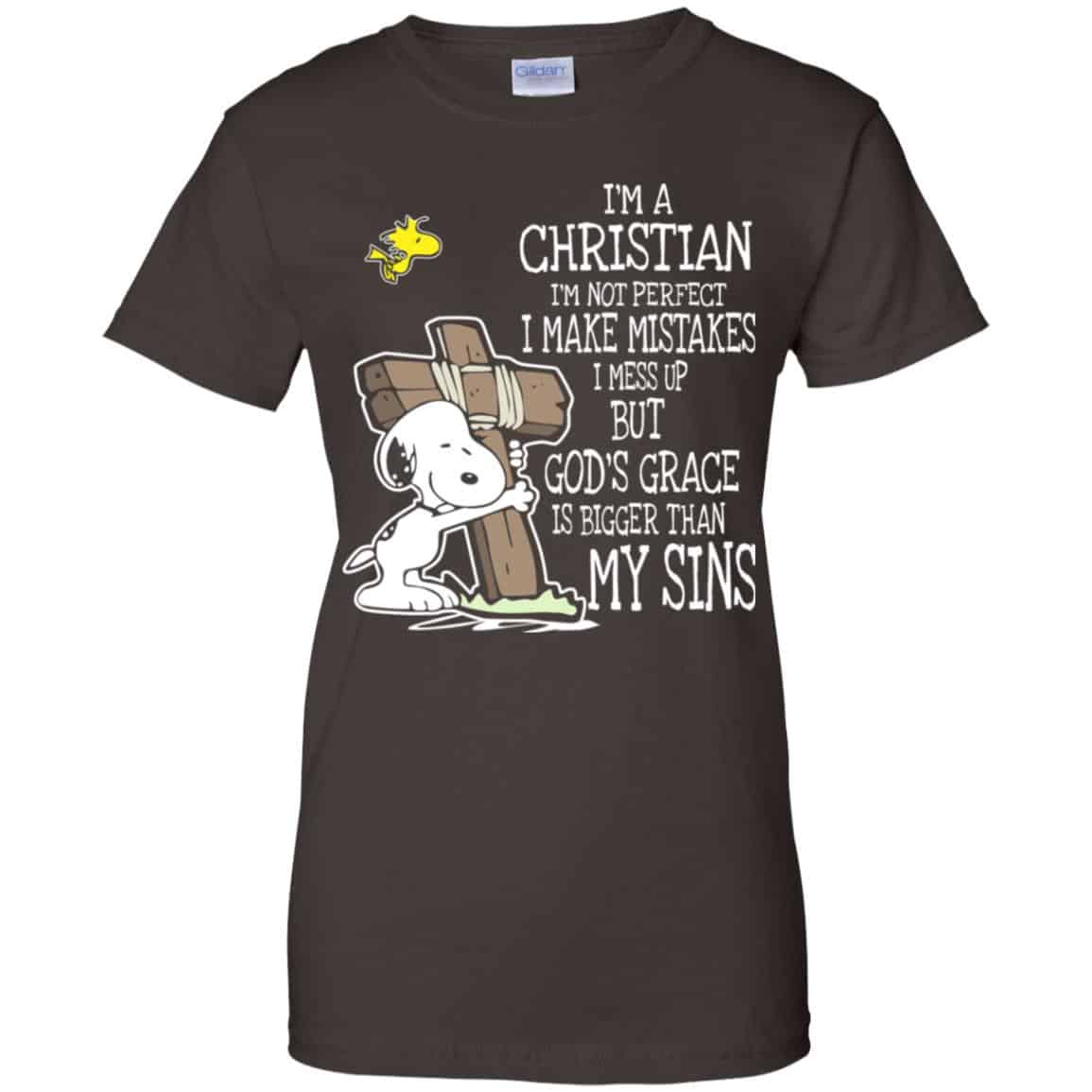 Snoopy: I’m Christian I’m Not Perfect I Make Mistakes I Mess Up But God’s Grace Is Bigger Than My Sins Shirt, Hoodie, Tank