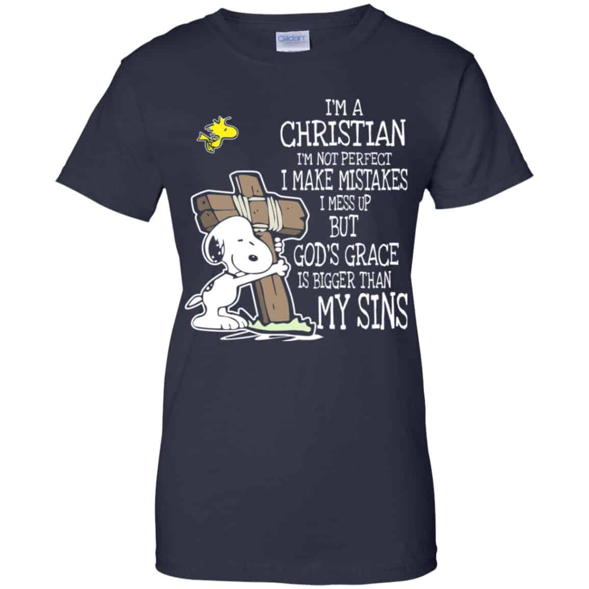 Snoopy: I’m Christian I’m Not Perfect I Make Mistakes I Mess Up But God’s Grace Is Bigger Than My Sins Shirt, Hoodie, Tank