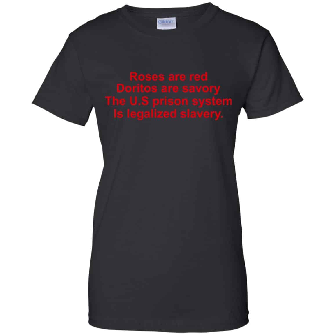Roses Are Red Doritos Are Savory The U.S Prison System Is Legalized Slavery Shirt, Hoodie, Tank