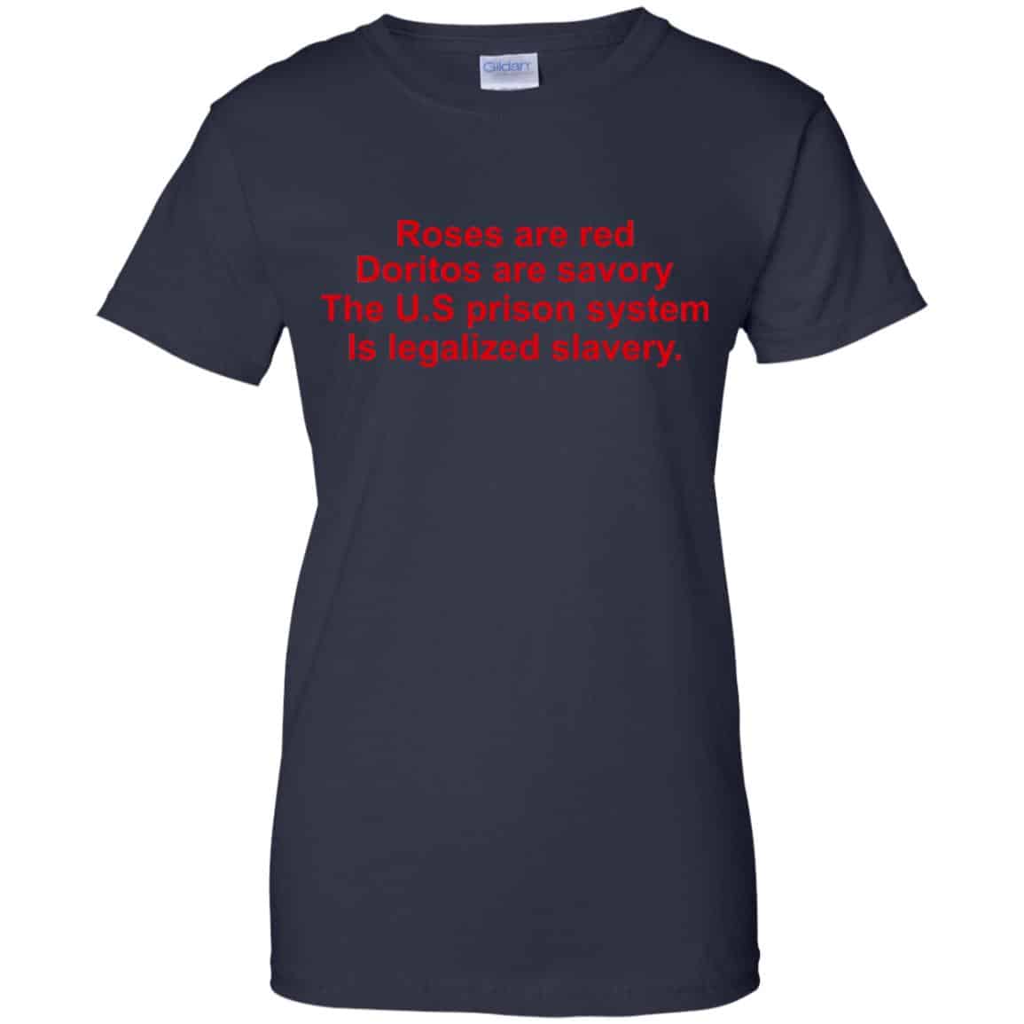 Roses Are Red Doritos Are Savory The U.S Prison System Is Legalized Slavery Shirt, Hoodie, Tank