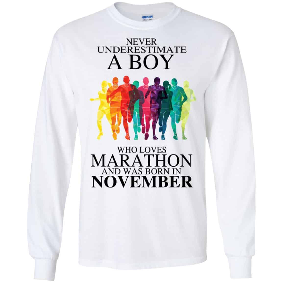 A Boy Who Loves Marathon And Was Born In November T-Shirts, Hoodie, Tank