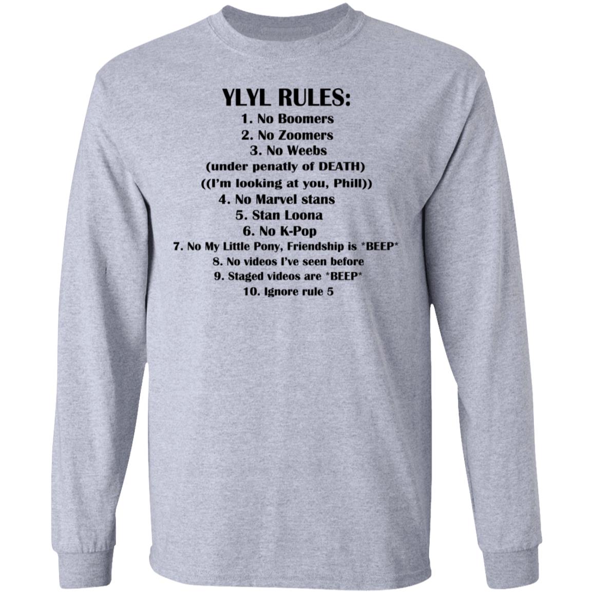 Ylyl Rules No Boomers No Zoomers No Weebs Ignore Rule 5 Shirt, Hoodie, Tank