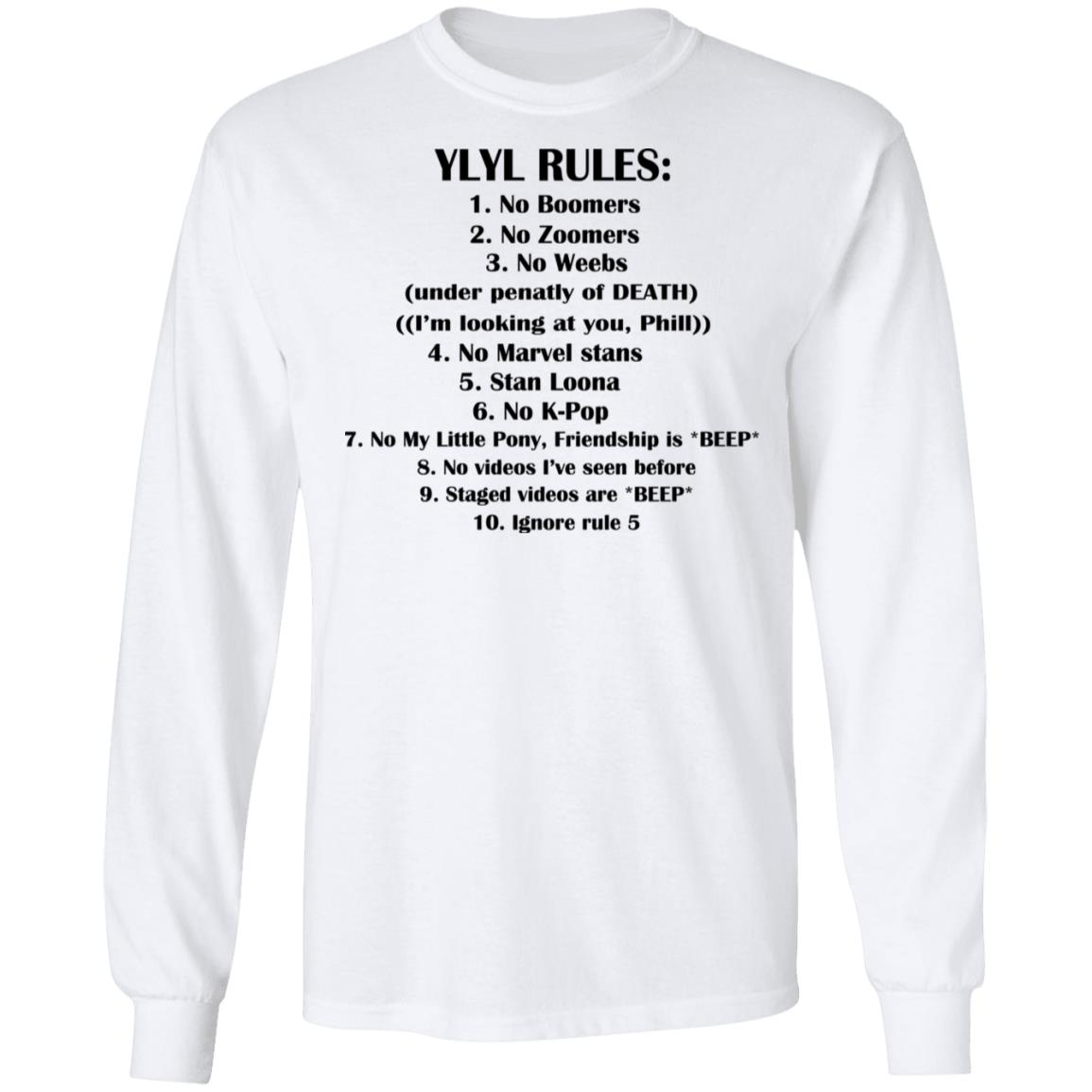 Ylyl Rules No Boomers No Zoomers No Weebs Ignore Rule 5 Shirt, Hoodie, Tank