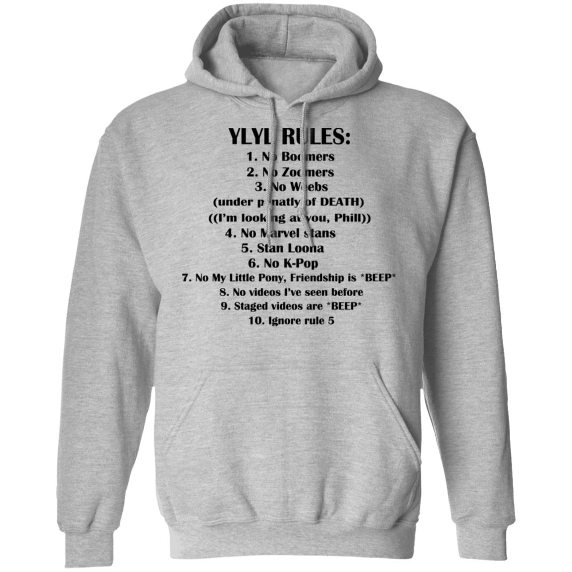 Ylyl Rules No Boomers No Zoomers No Weebs Ignore Rule 5 Shirt, Hoodie, Tank