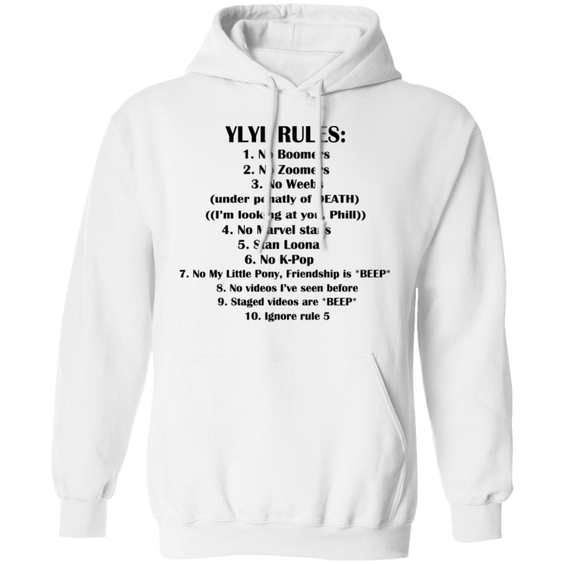 Ylyl Rules No Boomers No Zoomers No Weebs Ignore Rule 5 Shirt, Hoodie, Tank