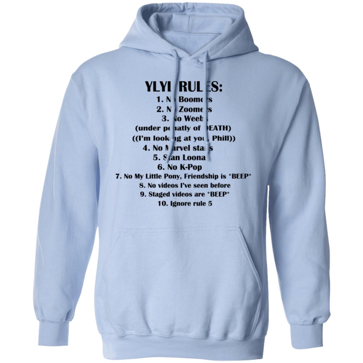 Ylyl Rules No Boomers No Zoomers No Weebs Ignore Rule 5 Shirt, Hoodie, Tank
