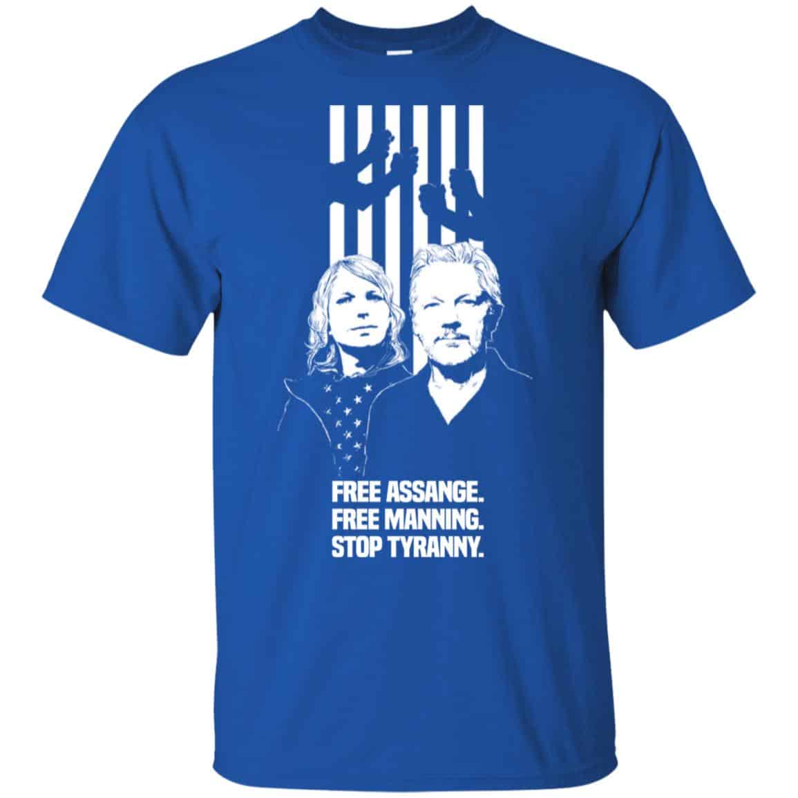 Free Assange. Free Manning. Stop Tyranny. T-Shirts, Hoodie, Tank
