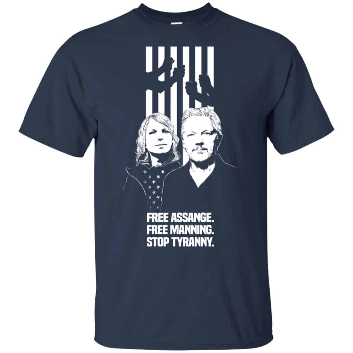 Free Assange. Free Manning. Stop Tyranny. T-Shirts, Hoodie, Tank