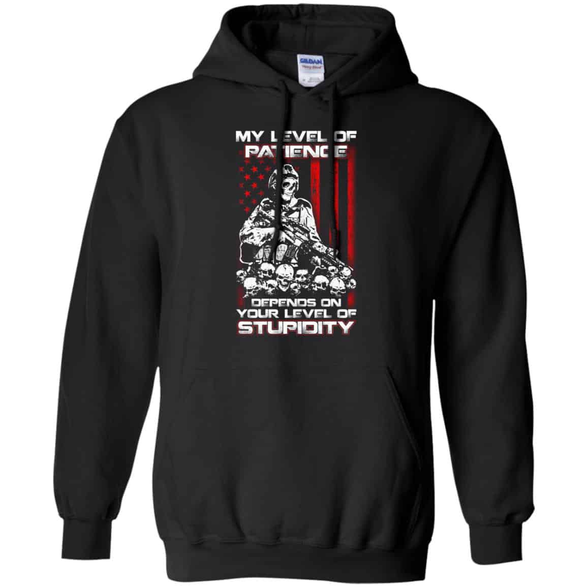 Veteran: My Level Of Patience Depends On Your Level Of Stupidity T-Shirts, Hoodie, Tank