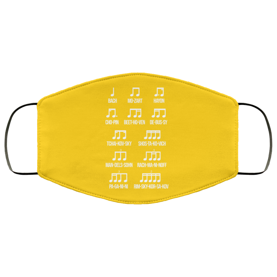 Composer Rhythm Music Gift Bach Mozart Beethoven Chopin Camiseta Face Mask