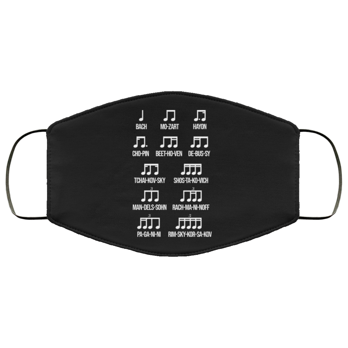Composer Rhythm Music Gift Bach Mozart Beethoven Chopin Camiseta Face Mask
