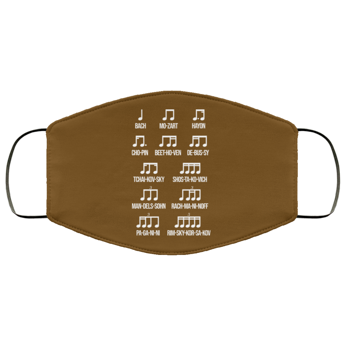 Composer Rhythm Music Gift Bach Mozart Beethoven Chopin Camiseta Face Mask