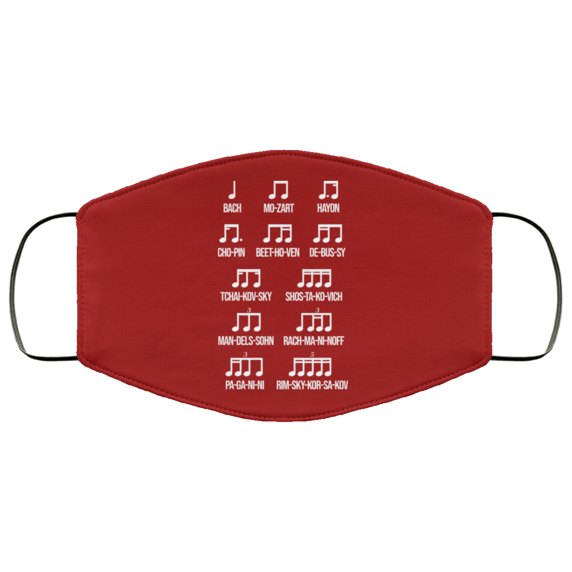 Composer Rhythm Music Gift Bach Mozart Beethoven Chopin Camiseta Face Mask
