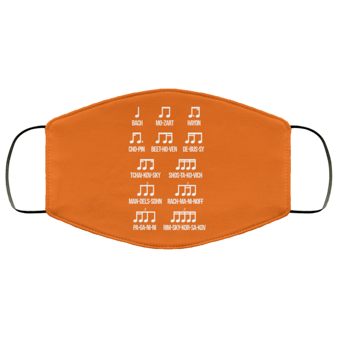 Composer Rhythm Music Gift Bach Mozart Beethoven Chopin Camiseta Face Mask