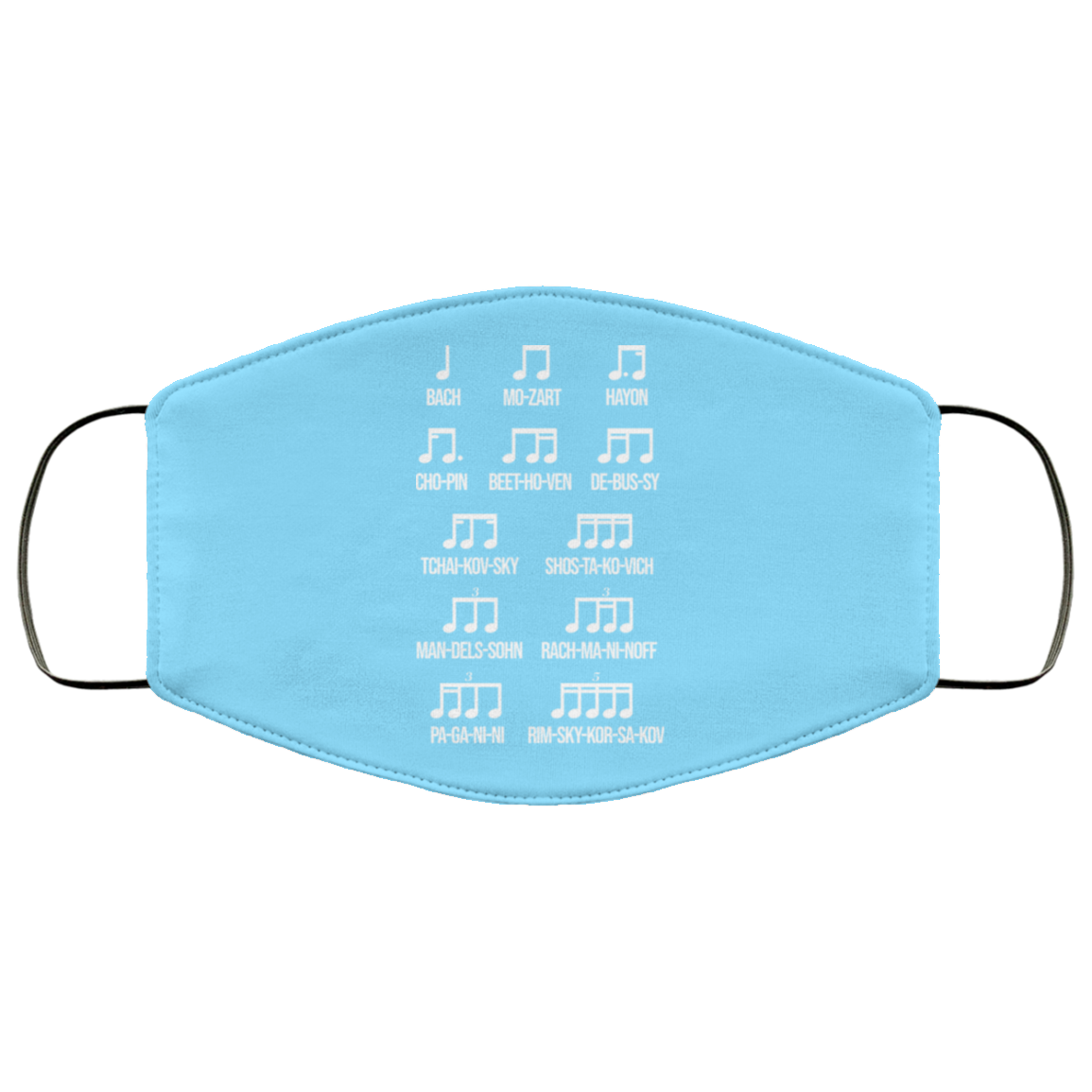 Composer Rhythm Music Gift Bach Mozart Beethoven Chopin Camiseta Face Mask