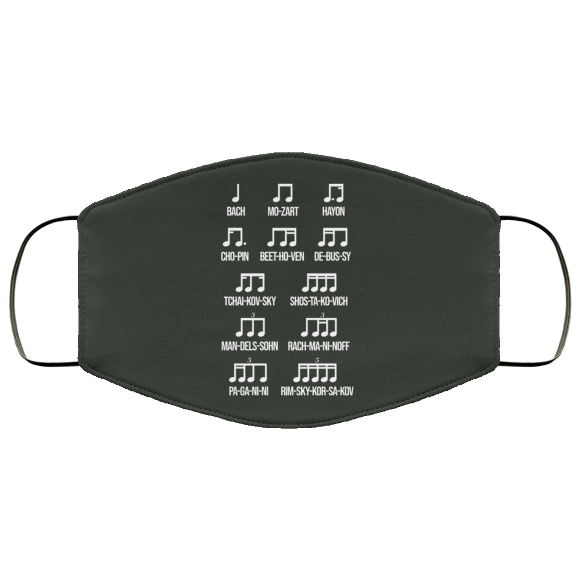 Composer Rhythm Music Gift Bach Mozart Beethoven Chopin Camiseta Face Mask